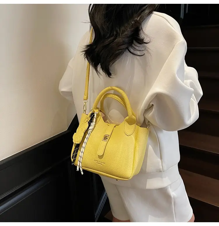 Yellow Portable Vegetable Basket Bag for Women — feature 23