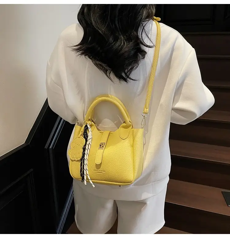 Yellow Portable Vegetable Basket Bag for Women — feature 26