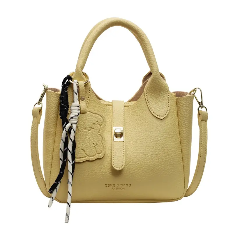 Yellow Portable Vegetable Basket Bag for Women - Image 6