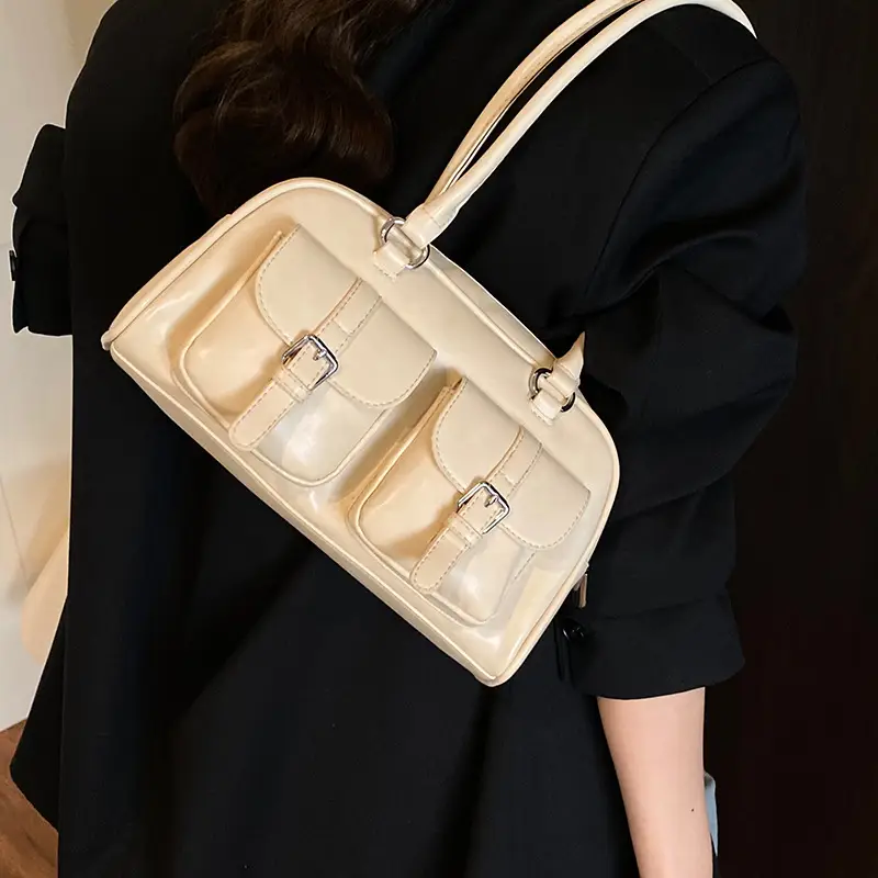 Retro Boston Style Shoulder Bag Cream 2026