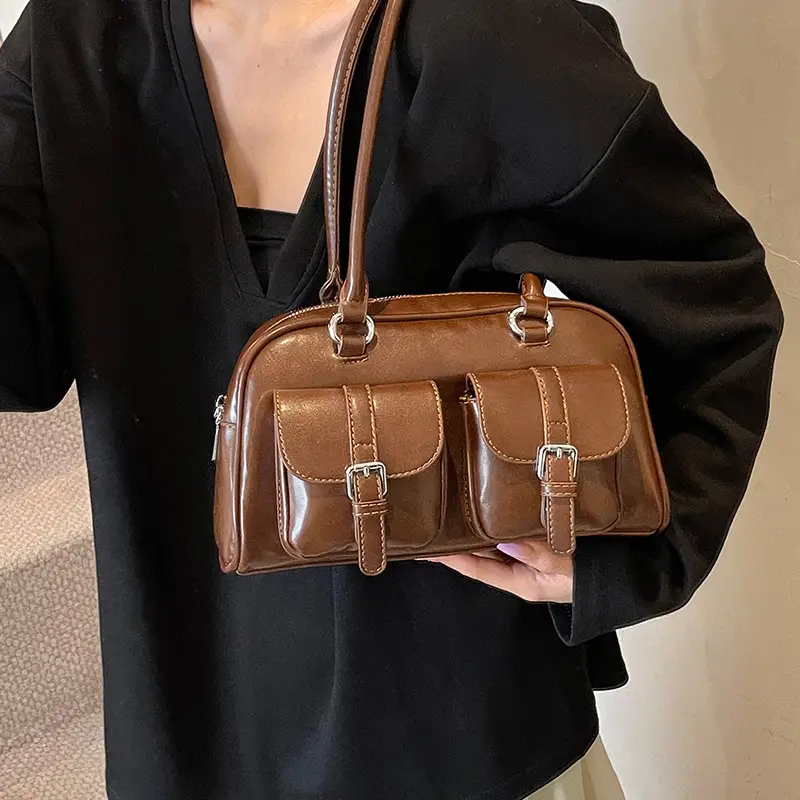 Retro Boston Style Shoulder Bag Cream 2026