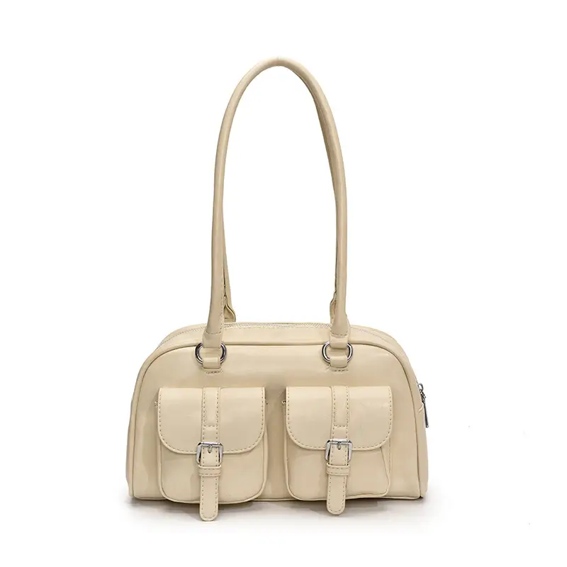 Retro Boston Style Shoulder Bag Cream 2026