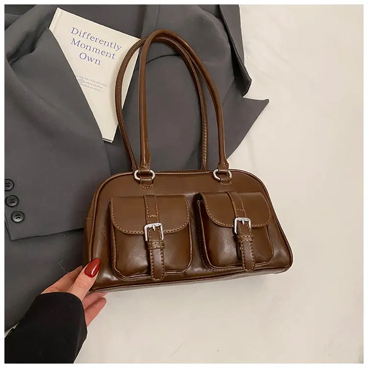 Retro Boston Style Shoulder Bag Cream 2026