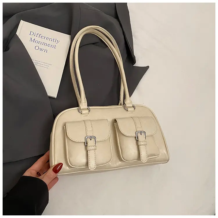 Retro Boston Style Shoulder Bag Cream 2026