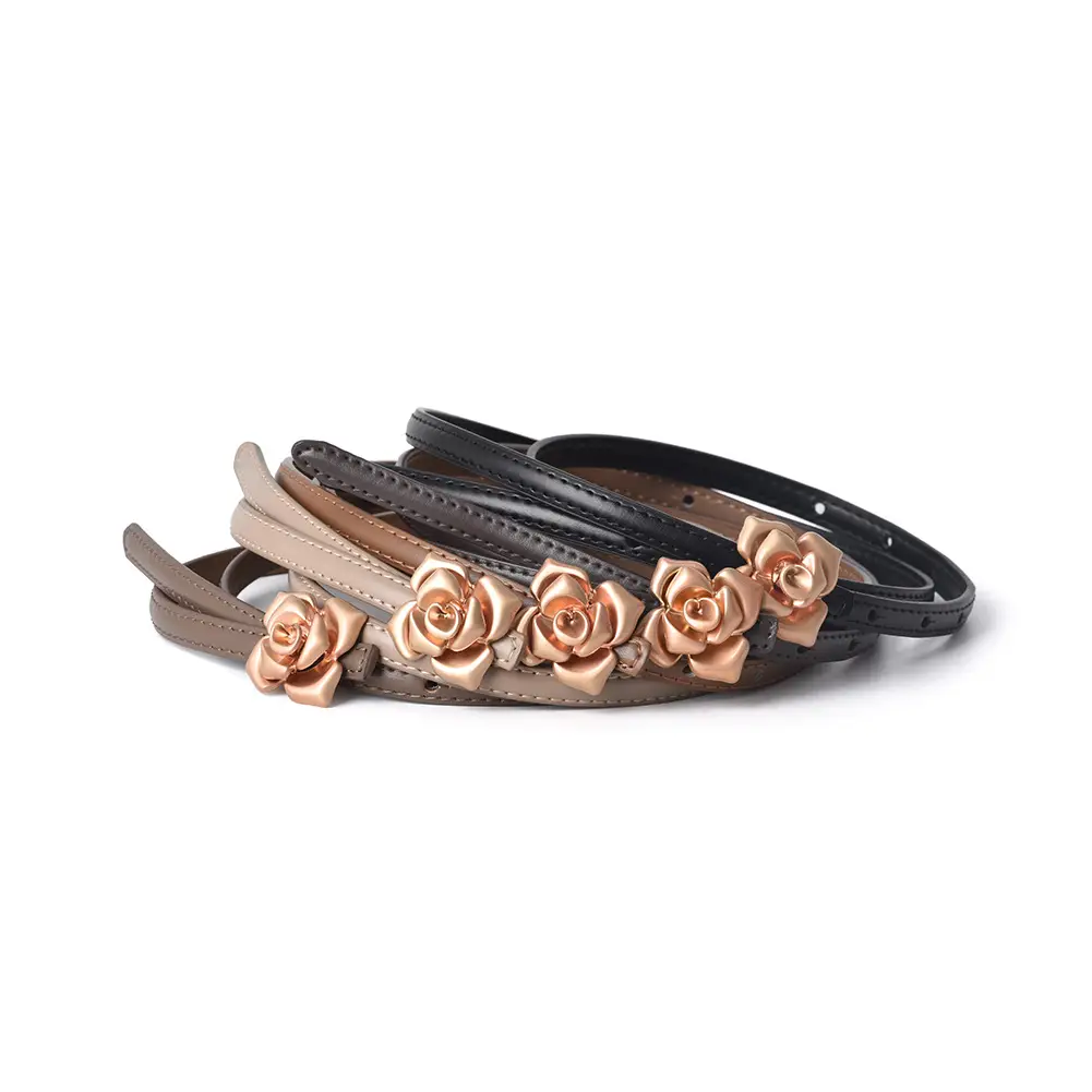 New Genuine Leather Women's Flower Belt Slimming Cowhide