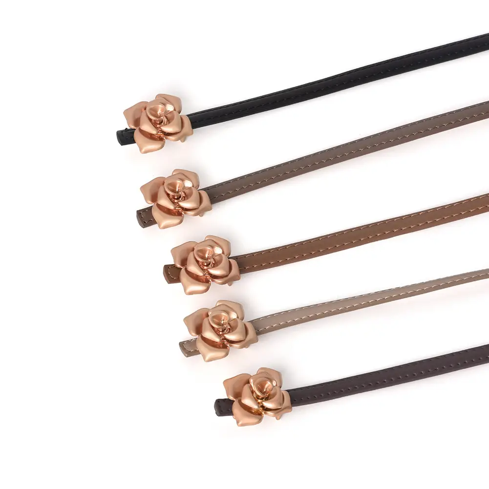 New Genuine Leather Women's Flower Belt Slimming Cowhide