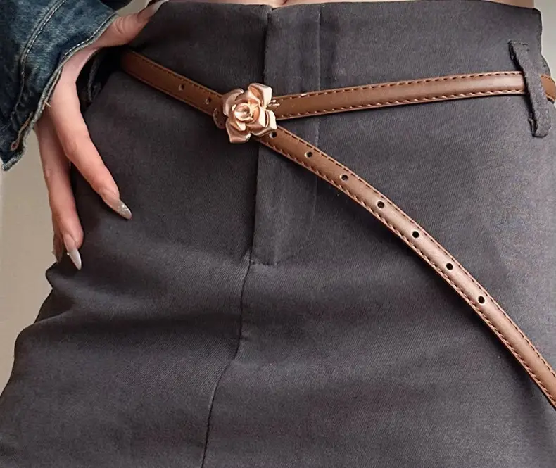New Genuine Leather Women's Flower Belt Slimming Cowhide — feature 2