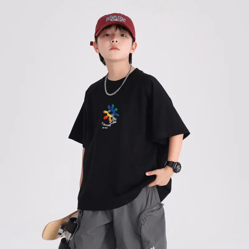 Boys Cotton T-Shirt Black Graphic 2026