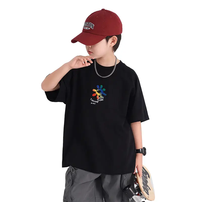 Boys Cotton T-Shirt Black Graphic 2026