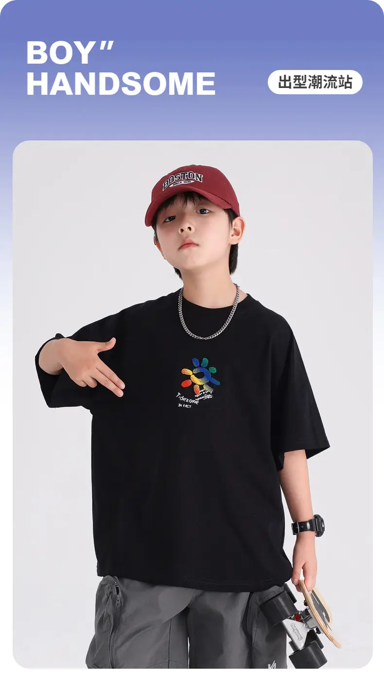 Boys Cotton T-Shirt Black Graphic 2026 — feature 1