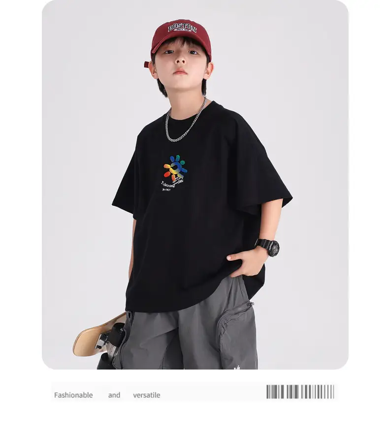 Boys Cotton T-Shirt Black Graphic 2026 — feature 9