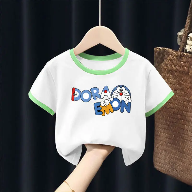 Doraemon Cotton T-Shirt for Baby Girl White Orange - Image 14