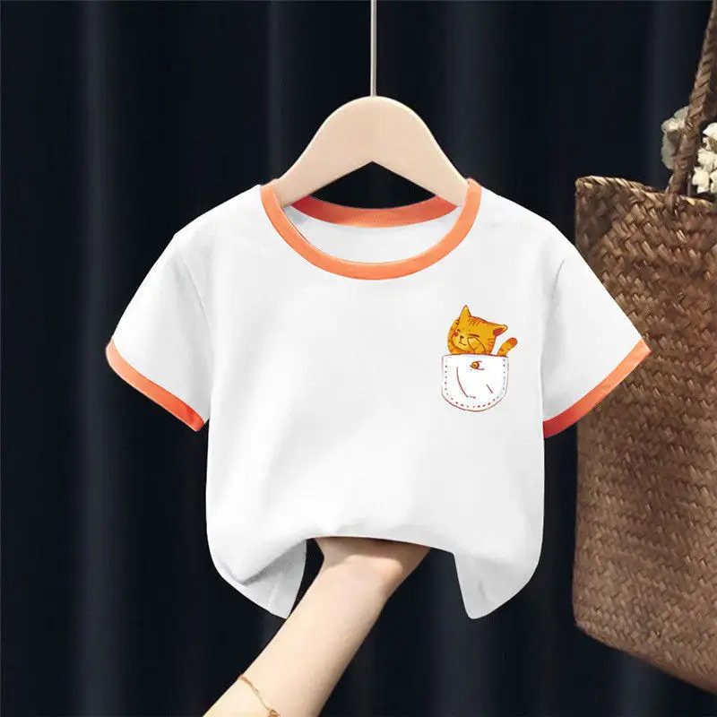 Doraemon Cotton T-Shirt for Baby Girl White Orange - Image 27