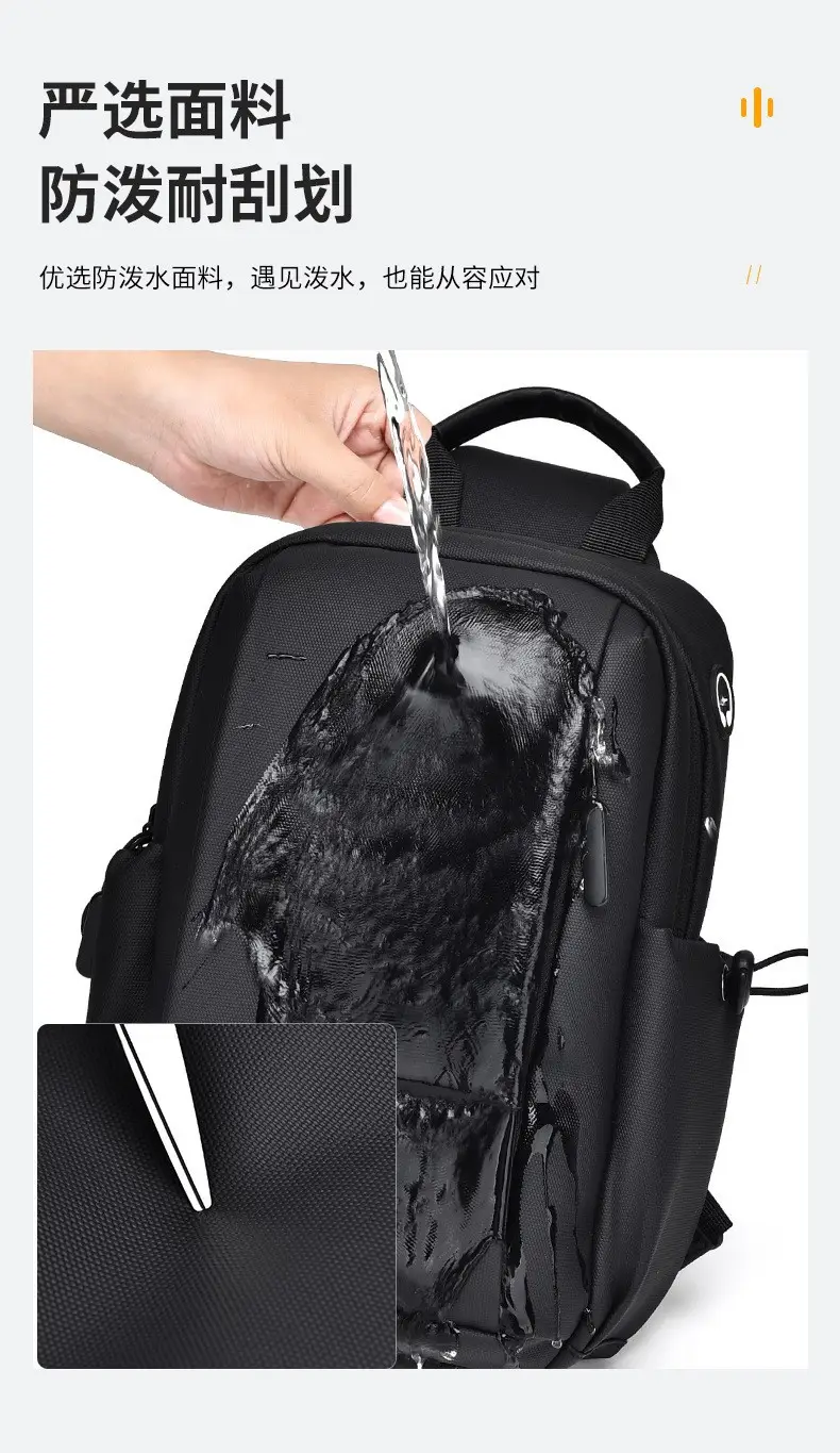 Customizable Men's Black Crossbody Bag with Logo — feature 10