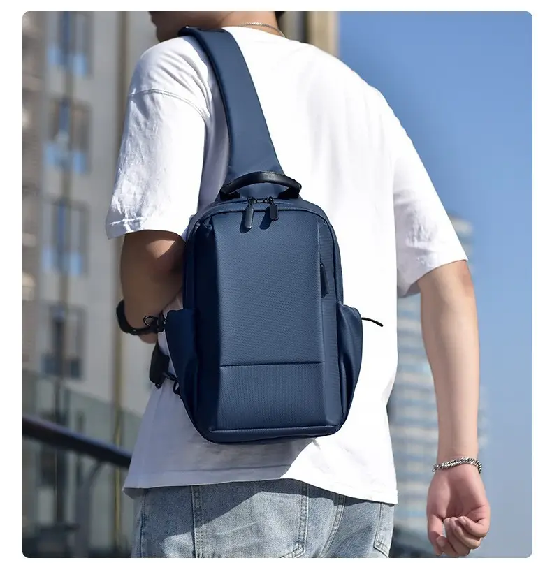 Customizable Men's Black Crossbody Bag with Logo — feature 16