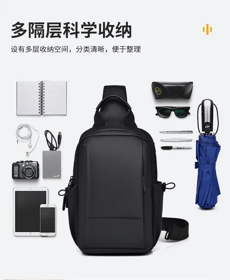 Customizable Men's Black Crossbody Bag with Logo — feature 6