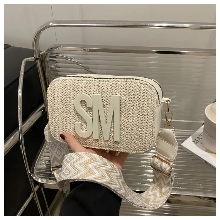 Women's Straw Bag with Logo Crossbody Shoulder Bag — feature 20