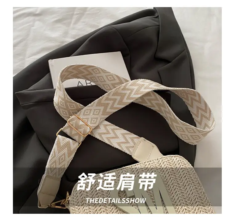 Women's Straw Bag with Logo Crossbody Shoulder Bag — feature 3