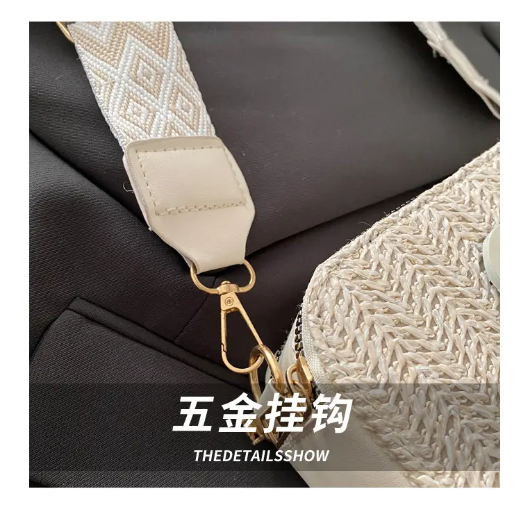 Women's Straw Bag with Logo Crossbody Shoulder Bag — feature 5