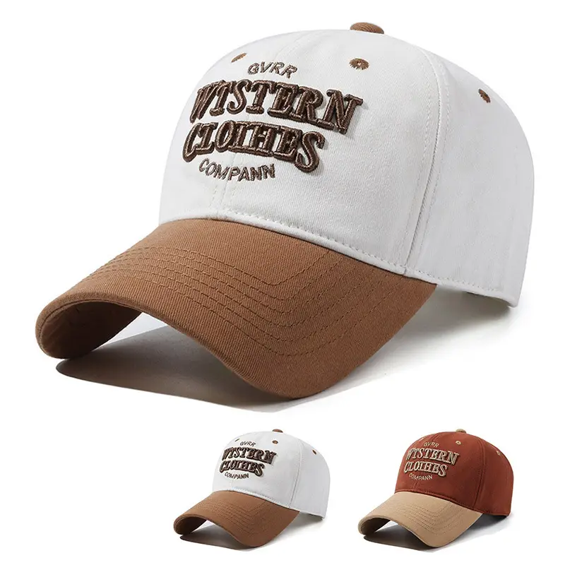 Retro American Baseball Cap Brown Duckbill All Season