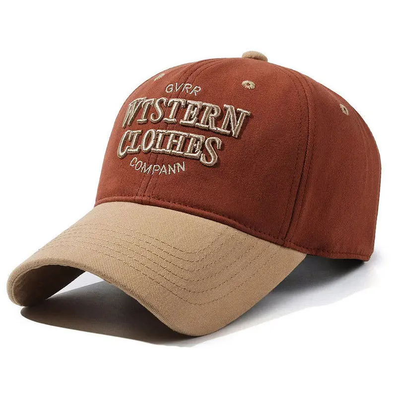 Retro American Baseball Cap Brown Duckbill All Season