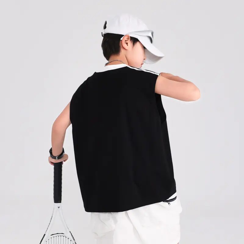 Boys Sleeveless T-Shirt Light Blue Summer Korean Style 2026 - Image 6
