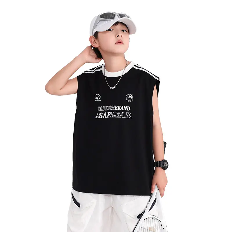 Boys Sleeveless T-Shirt Light Blue Summer Korean Style 2026 - Image 7