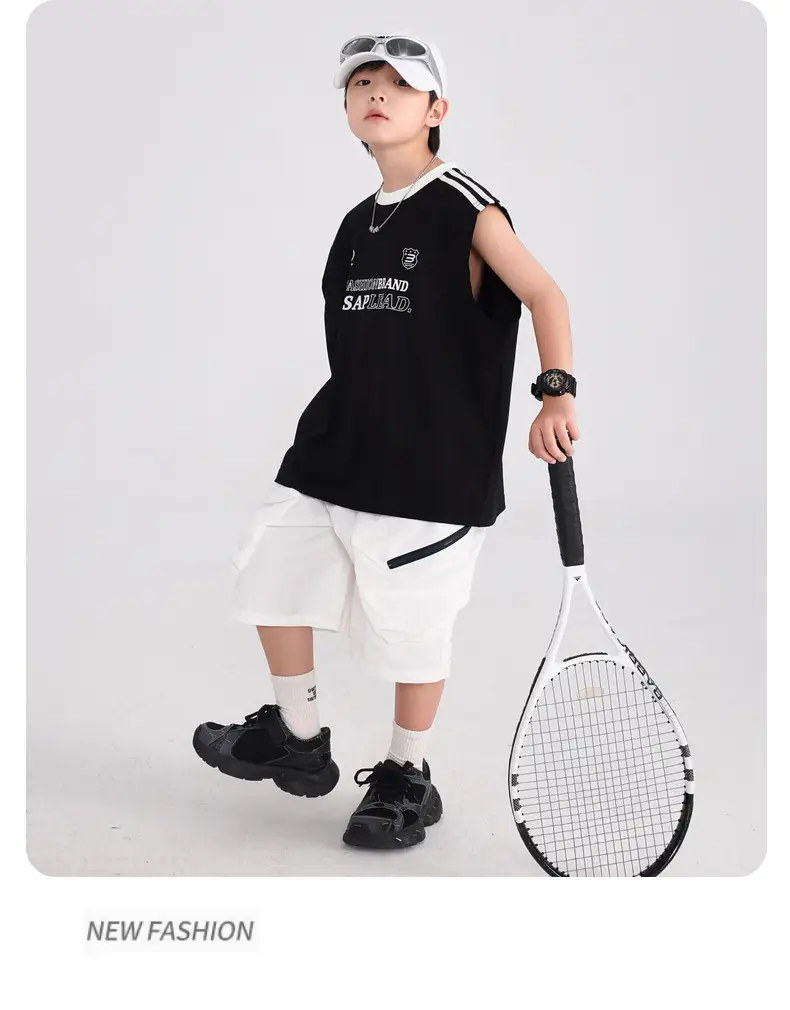 Boys Sleeveless T-Shirt Light Blue Summer Korean Style 2026 — feature 15