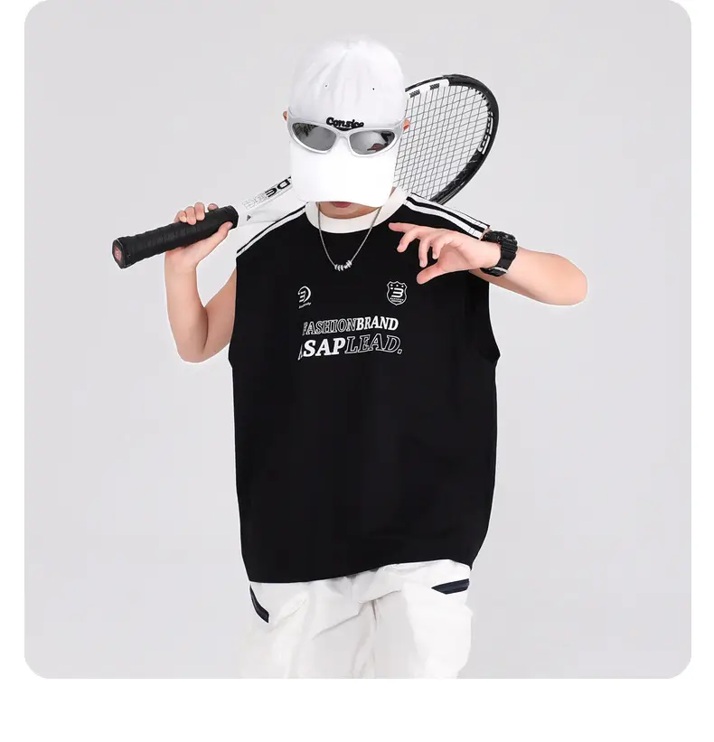 Boys Sleeveless T-Shirt Light Blue Summer Korean Style 2026 — feature 17
