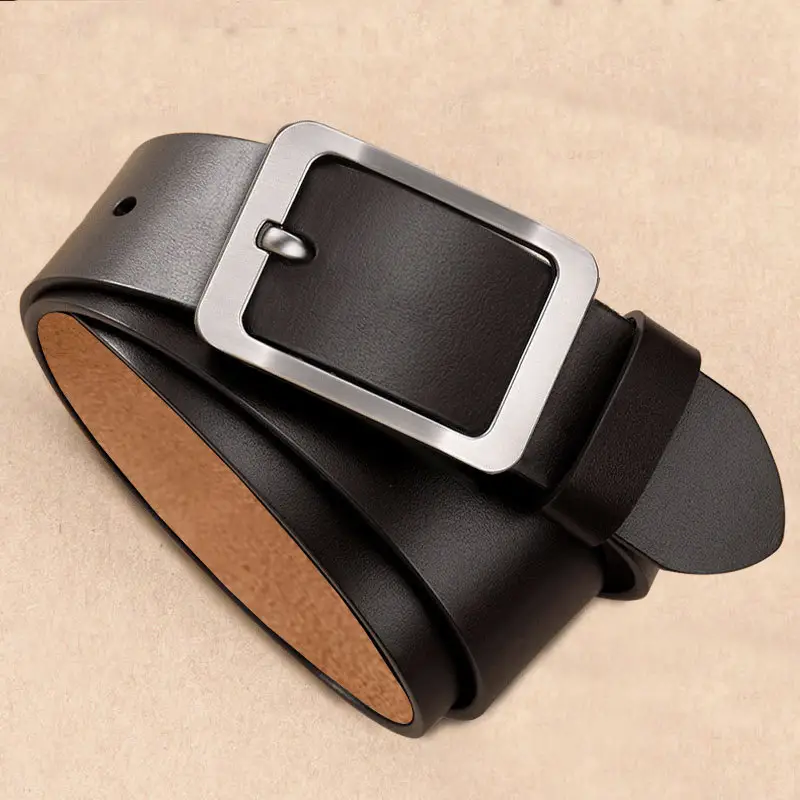 Vintage Men's Genuine Leather Belt with Pin Buckle - Image 2