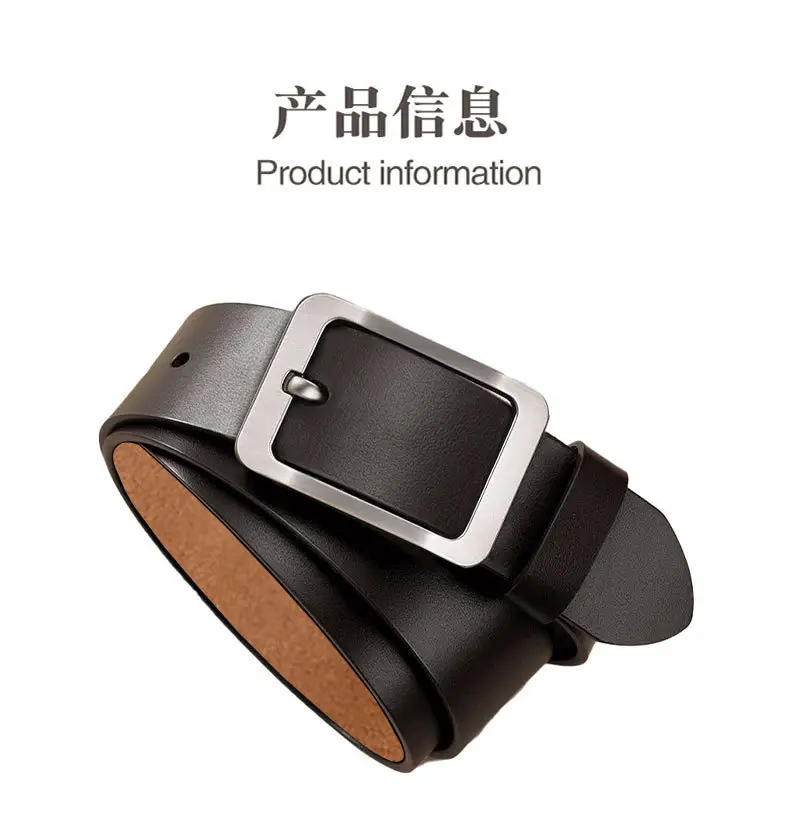 Vintage Men's Genuine Leather Belt with Pin Buckle — feature 11