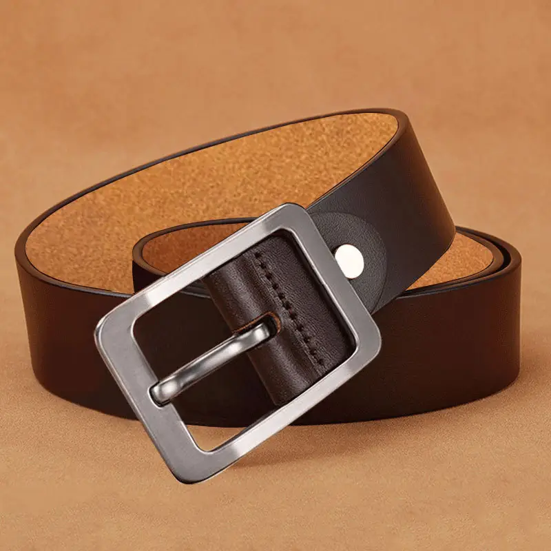Vintage Men's Genuine Leather Belt with Pin Buckle — feature 15