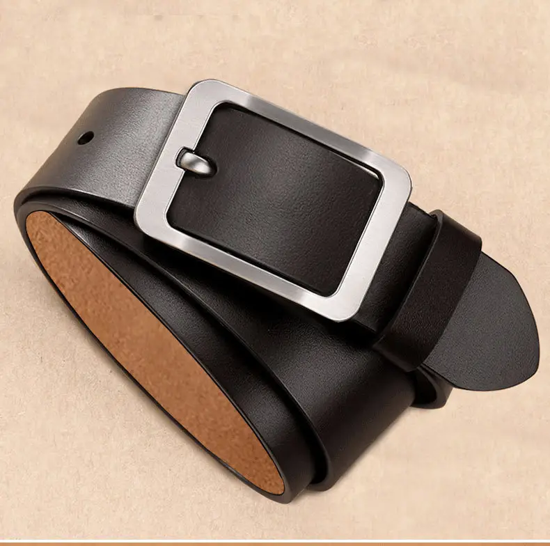 Vintage Men's Genuine Leather Belt with Pin Buckle — feature 17