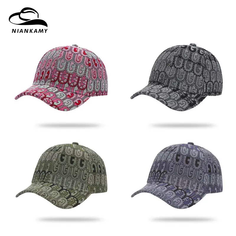 Women's Red Patterned Baseball Cap with Visor - Image 4