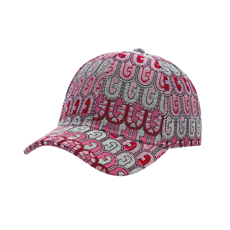 Women's Red Patterned Baseball Cap with Visor - Image 8