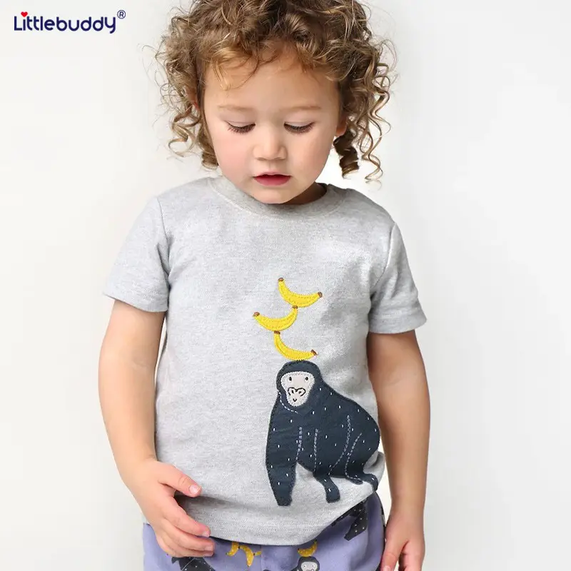 Baby Cotton T-Shirt Boys Grey Summer Graphic Print