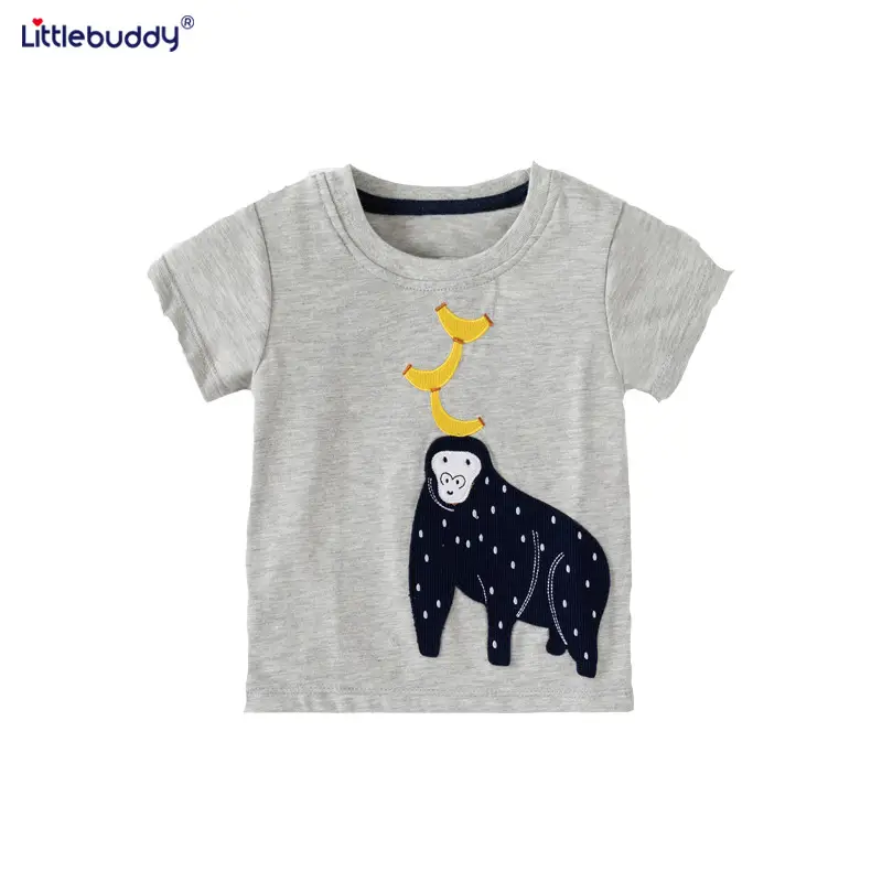 Baby Cotton T-Shirt Boys Grey Summer Graphic Print