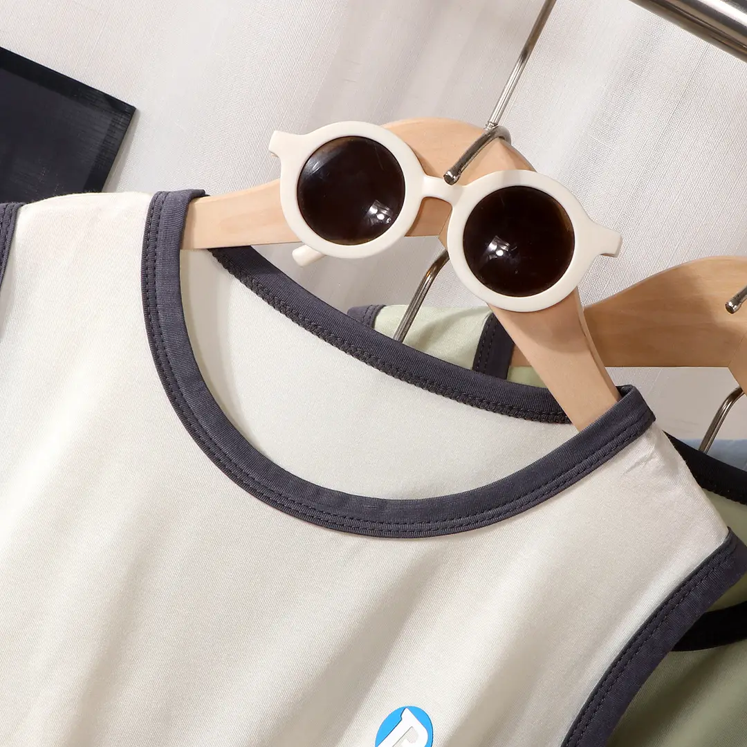 Summer Boys and Girls Summer Tencel Lyocell Baby Children's Big Children's Home Clothes Vest Shorts suit — feature 1
