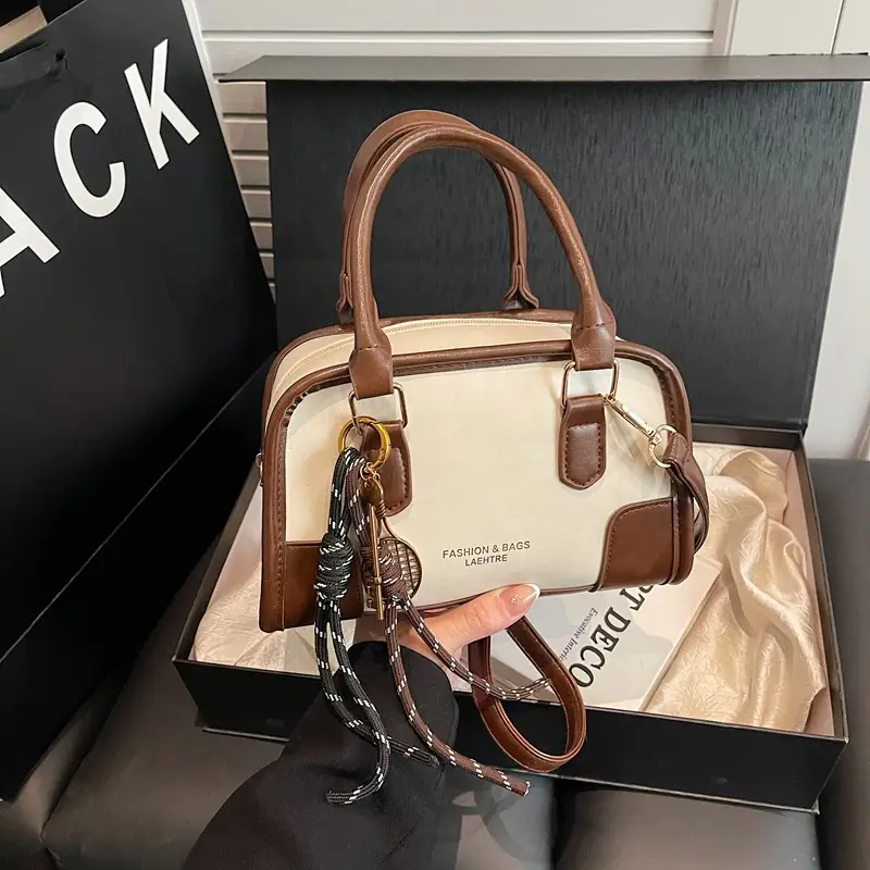 Retro Brown & Cream Shoulder Bag for Women 2025 - Image 9