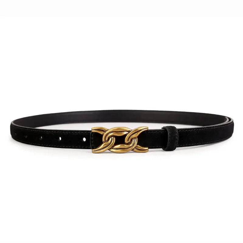 Gold Chain Buckle Belt for Women Brown High-End Wear - Image 9