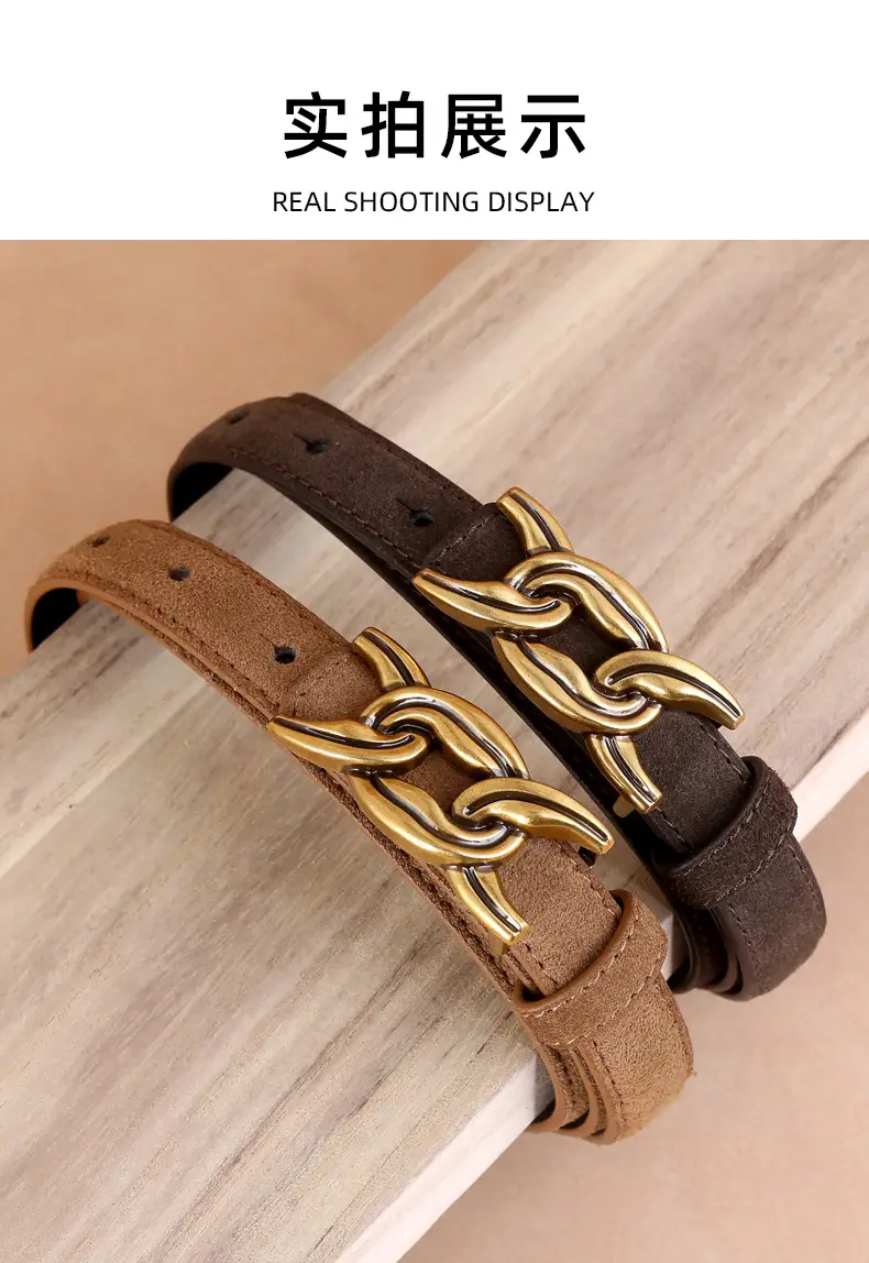 Gold Chain Buckle Belt for Women Brown High-End Wear โ feature 16
