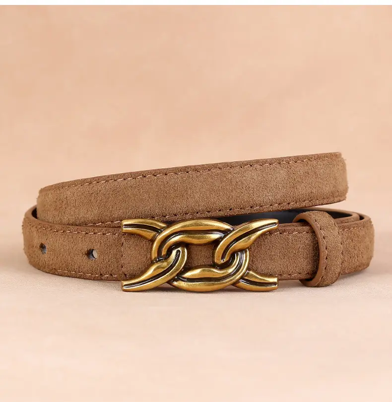 Gold Chain Buckle Belt for Women Brown High-End Wear โ feature 18