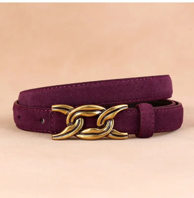 Gold Chain Buckle Belt for Women Brown High-End Wear - Image 3