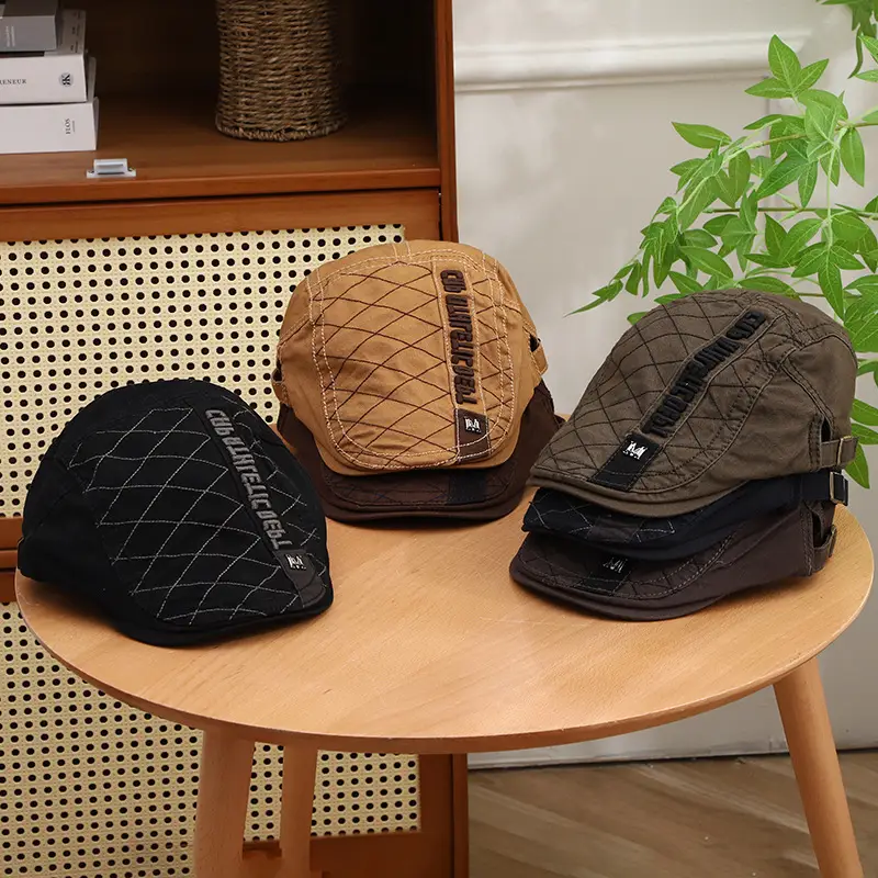 Korean Retro Diamond Checkered Men's Cap Sunshade Baseball Cap - Image 9