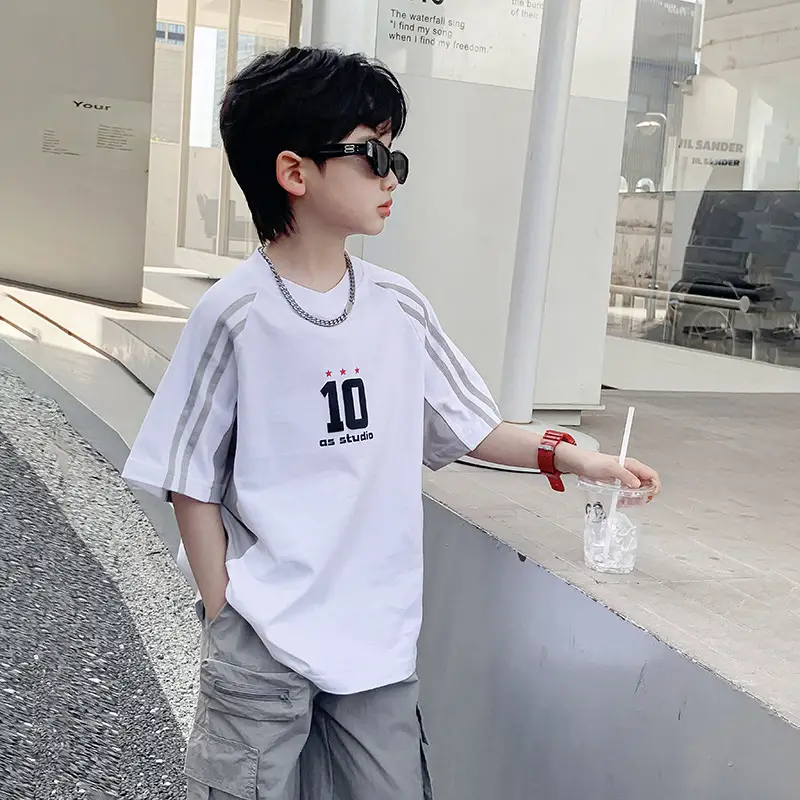 Boys White 1010 Summer T-Shirt 2026 Kids - Image 3
