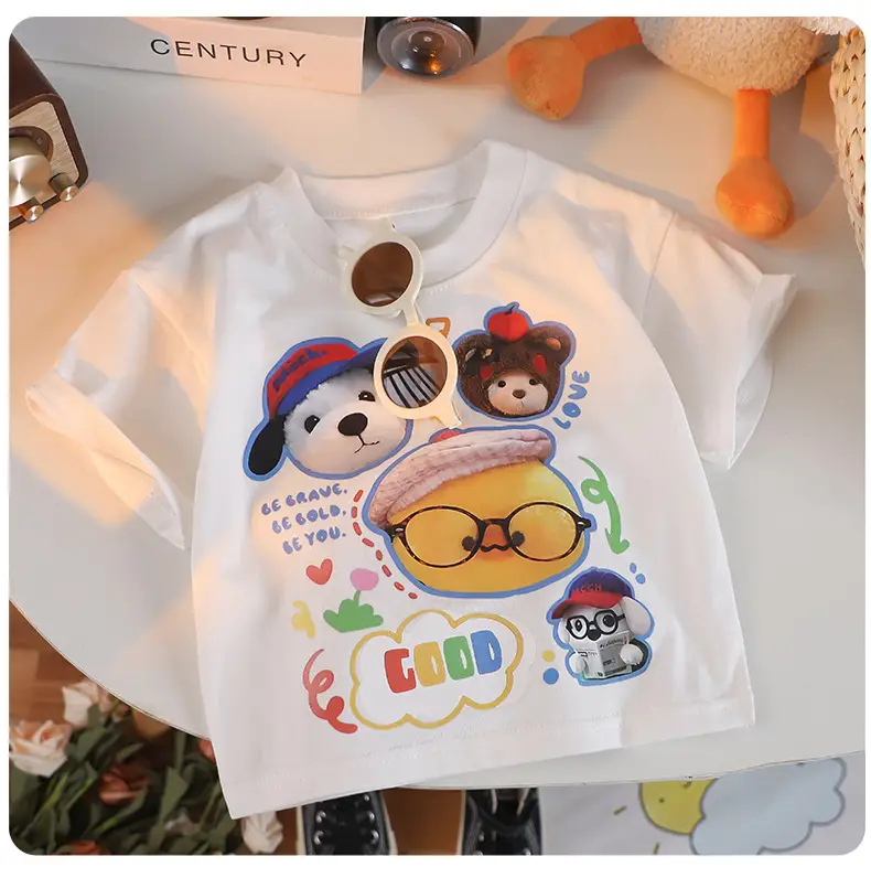 Kids Cartoon T-Shirt White Round Neck Short Sleeve — feature 7