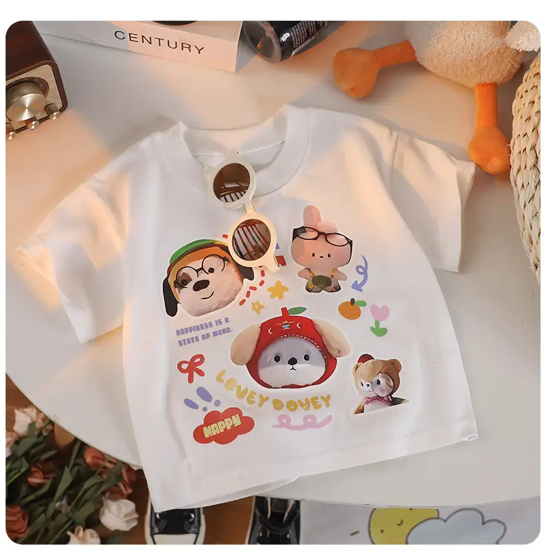 Kids Cartoon T-Shirt White Round Neck Short Sleeve — feature 8