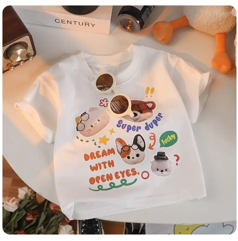 Kids Cartoon T-Shirt White Round Neck Short Sleeve — feature 9