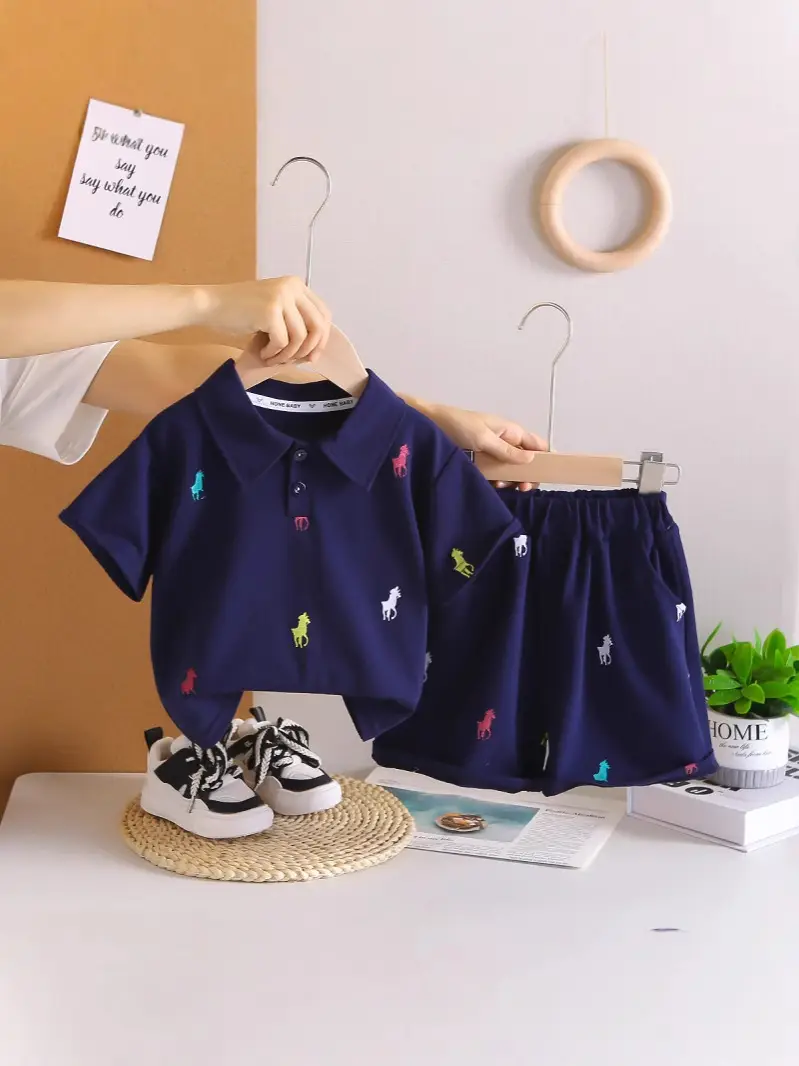 Boys' White Printed Short Sleeve T-Shirt Shorts Set 2025 - Image 6