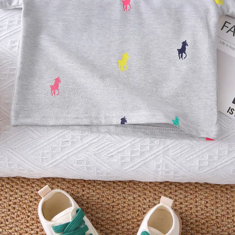 Boys' White Printed Short Sleeve T-Shirt Shorts Set 2025 — feature 15